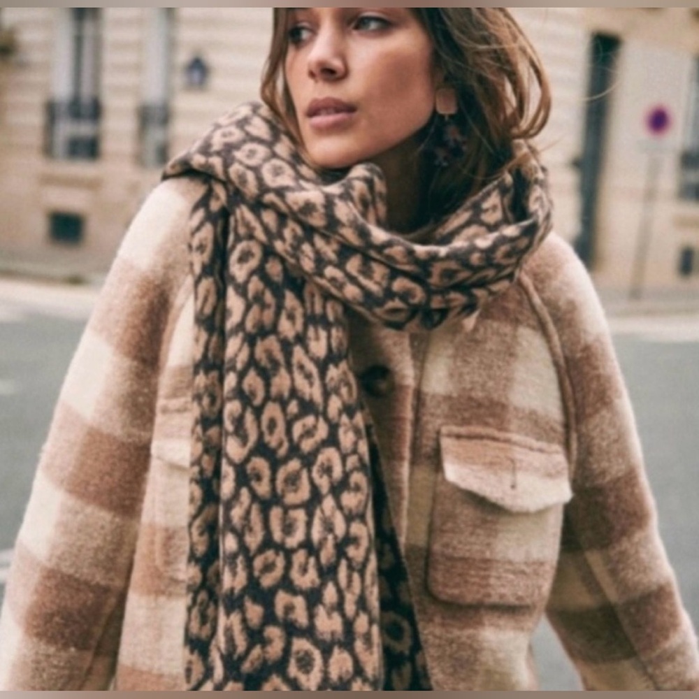 Sezane Alda Brown and Cream Plaid Jacket FR 36/US 4 - Picture 5 of 15